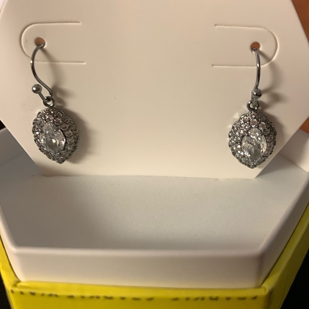 Luxe in love dangle earrings. Hematite plating french hooks